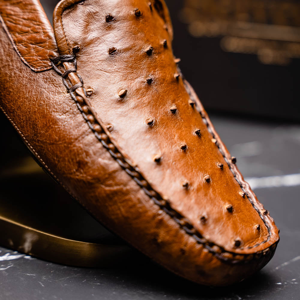 Belvedere Luis Ostrich Shoes Tabac