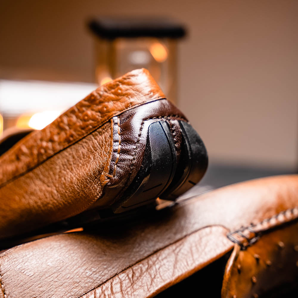 Belvedere Luis Ostrich Shoes Tabac