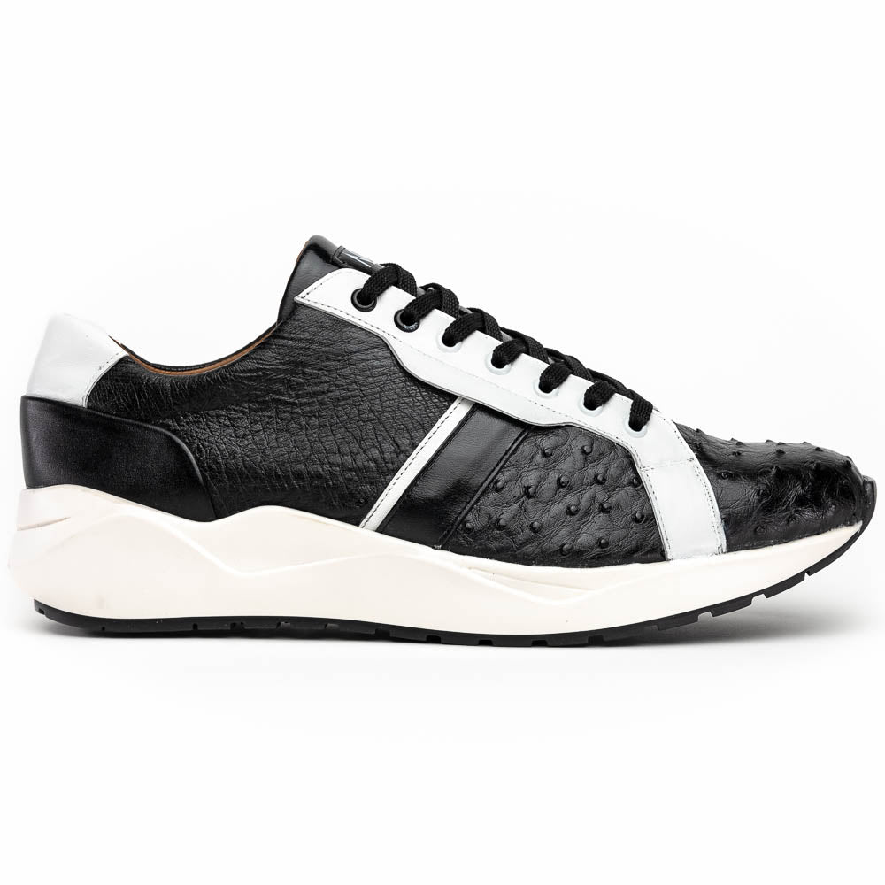 Marco Di Milano Lyon Ostrich Quill & Calfskin Sneakers Black / White