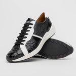 Marco Di Milano Lyon II Ostrich Quill & Calfskin Sneakers Black / White