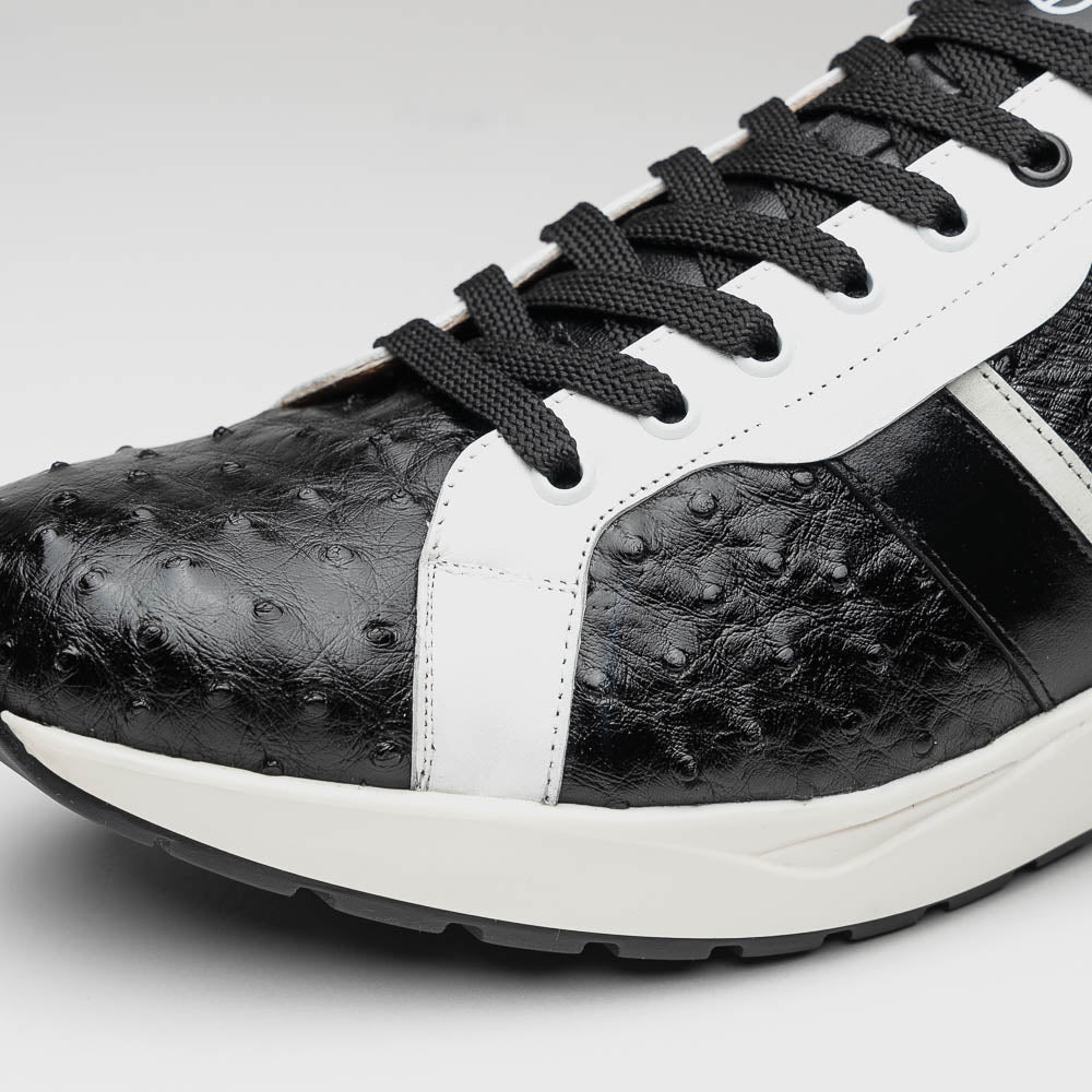 Marco Di Milano Lyon II Ostrich Quill & Calfskin Sneakers Black / White