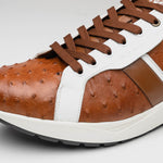 Marco Di Milano Lyon II Ostrich Quill & Calfskin Sneakers Brandy / White