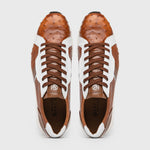 Marco Di Milano Lyon II Ostrich Quill & Calfskin Sneakers Brandy / White
