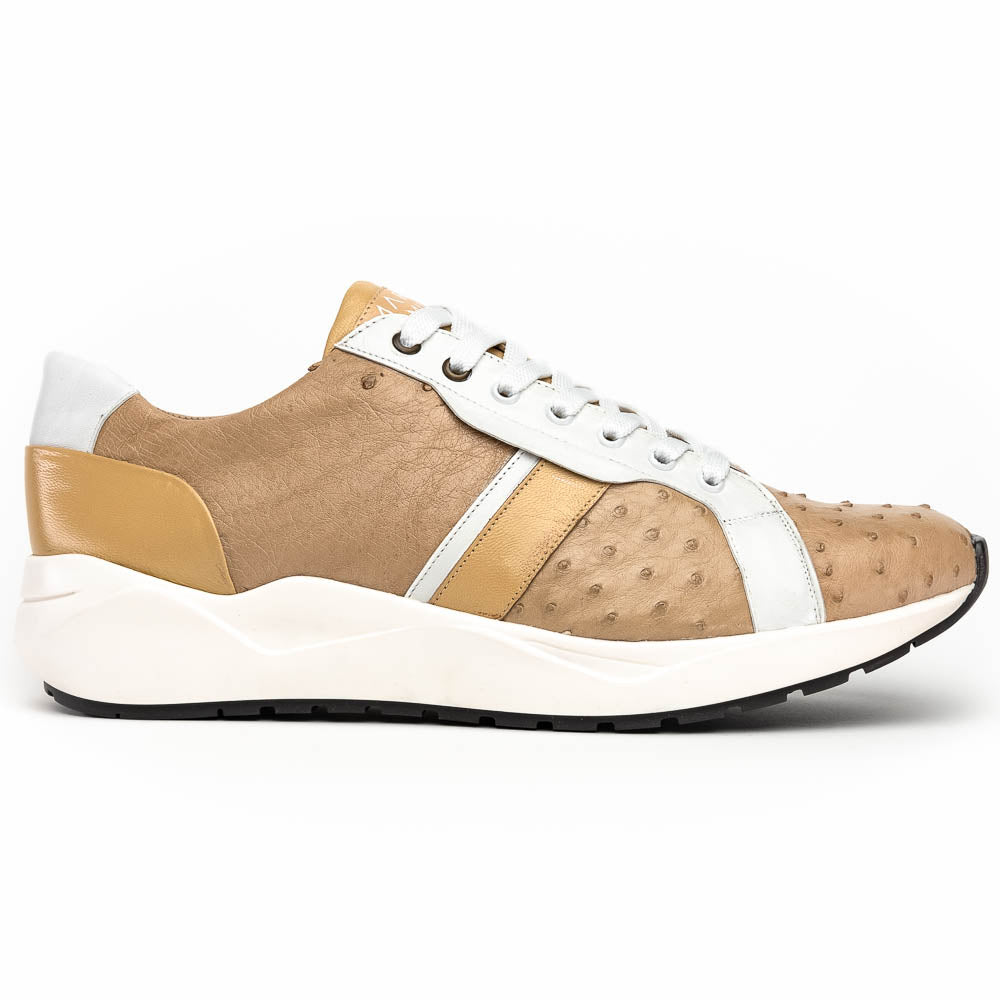 Marco Di Milano Lyon Ostrich Quill & Calfskin Sneakers Orix / White