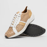 Marco Di Milano Lyon II Ostrich Quill & Calfskin Sneakers Orix / White