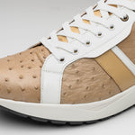 Marco Di Milano Lyon II Ostrich Quill & Calfskin Sneakers Orix / White