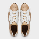 Marco Di Milano Lyon II Ostrich Quill & Calfskin Sneakers Orix / White