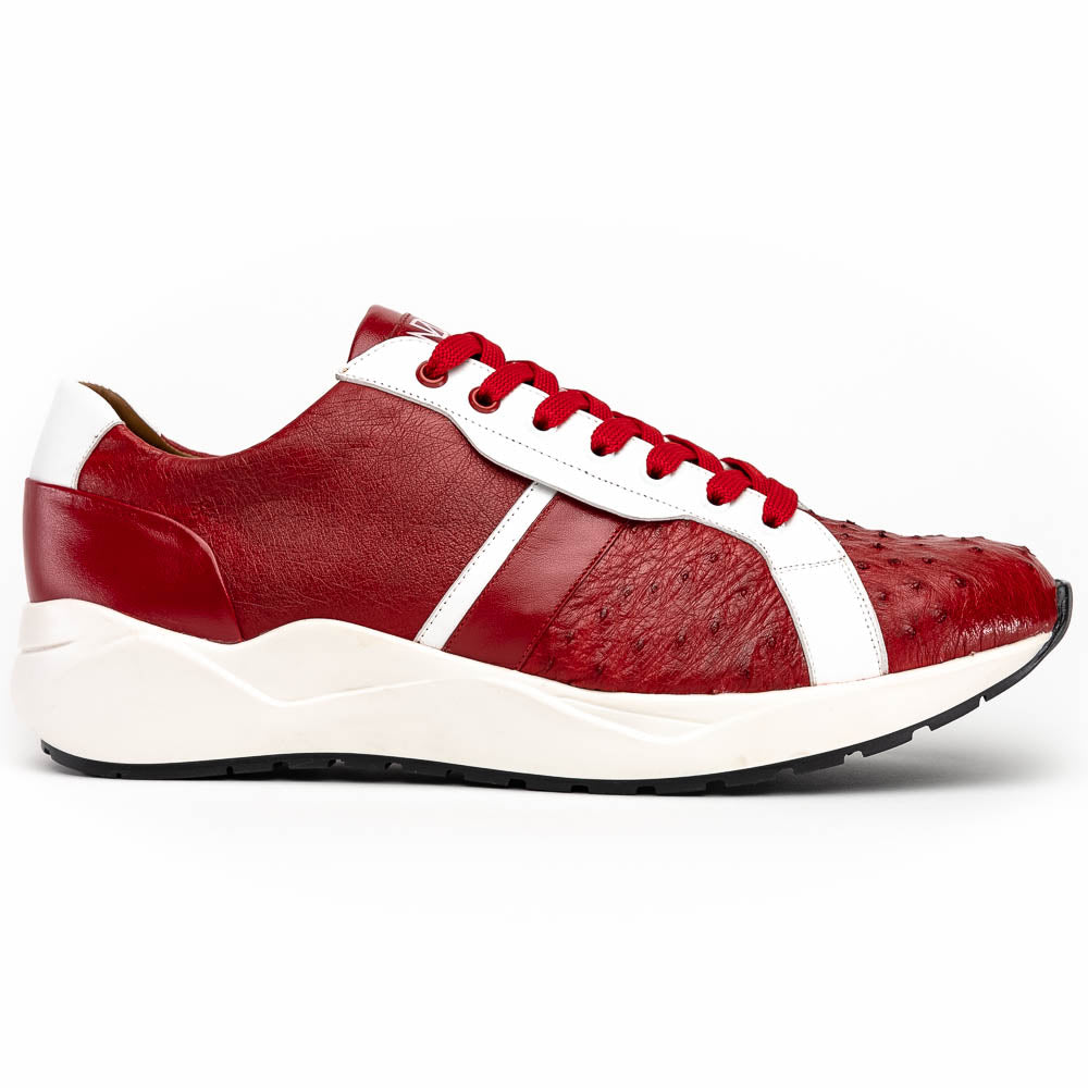 Marco Di Milano Lyon Ostrich Quill & Calfskin Sneakers Red / White
