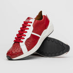 Marco Di Milano Lyon II Ostrich Quill & Calfskin Sneakers Red / White