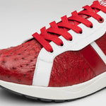 Marco Di Milano Lyon II Ostrich Quill & Calfskin Sneakers Red / White