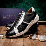 Marco Di Milano Lyon II Ostrich Quill & Calfskin Sneakers Black / White