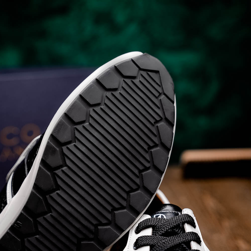 Marco Di Milano Lyon II Ostrich Quill & Calfskin Sneakers Black / White