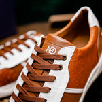 Marco Di Milano Lyon II Ostrich Quill & Calfskin Sneakers Brandy / White
