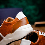 Marco Di Milano Lyon II Ostrich Quill & Calfskin Sneakers Brandy / White