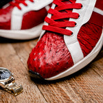 Marco Di Milano Lyon II Ostrich Quill & Calfskin Sneakers Red / White