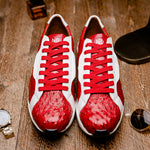 Marco Di Milano Lyon II Ostrich Quill & Calfskin Sneakers Red / White