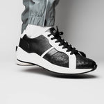 Marco Di Milano Lyon II Ostrich Quill & Calfskin Sneakers Black / White
