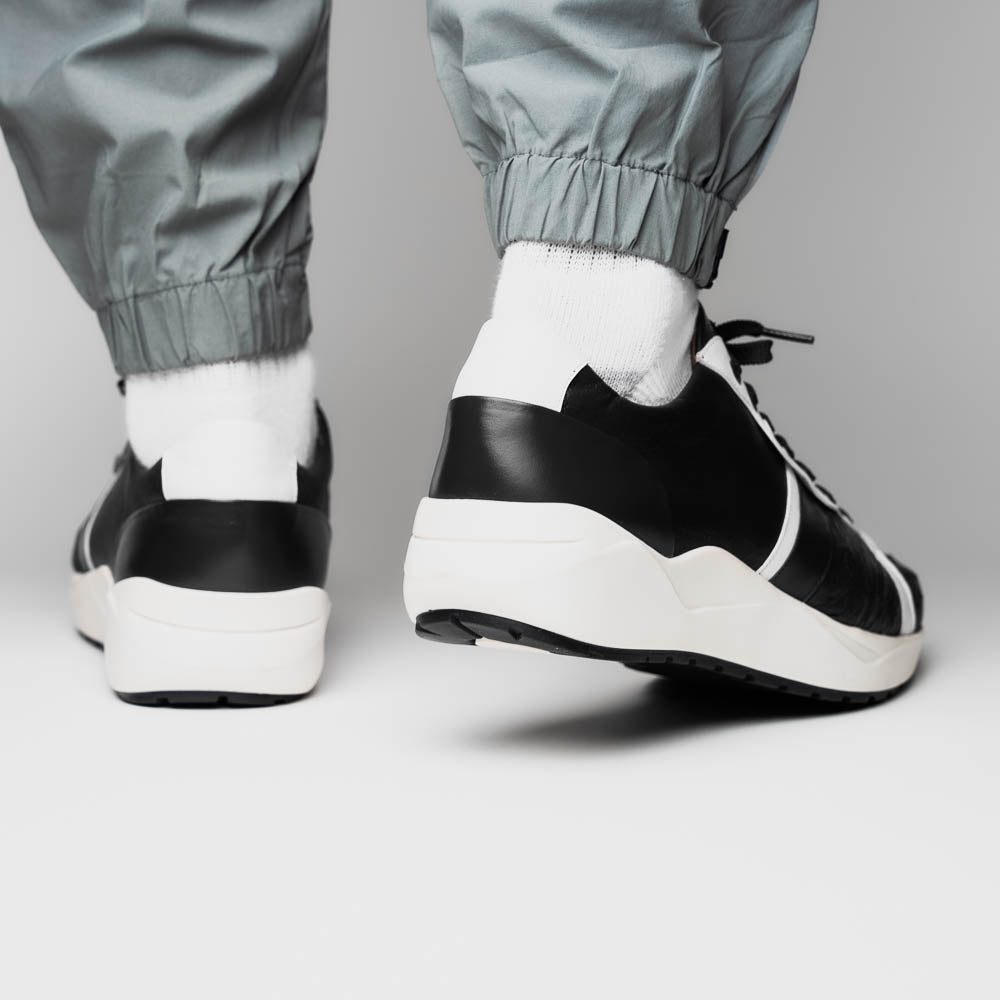 Marco Di Milano Lyon II Ostrich Quill & Calfskin Sneakers Black / White