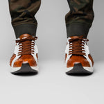 Marco Di Milano Lyon II Ostrich Quill & Calfskin Sneakers Brandy / White