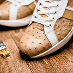 Marco Di Milano Lyon II Ostrich Quill & Calfskin Sneakers Orix / White