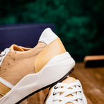 Marco Di Milano Lyon II Ostrich Quill & Calfskin Sneakers Orix / White