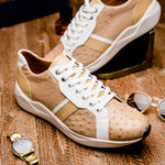 Marco Di Milano Lyon II Ostrich Quill & Calfskin Sneakers Orix / White