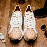 Marco Di Milano Lyon II Ostrich Quill & Calfskin Sneakers Orix / White