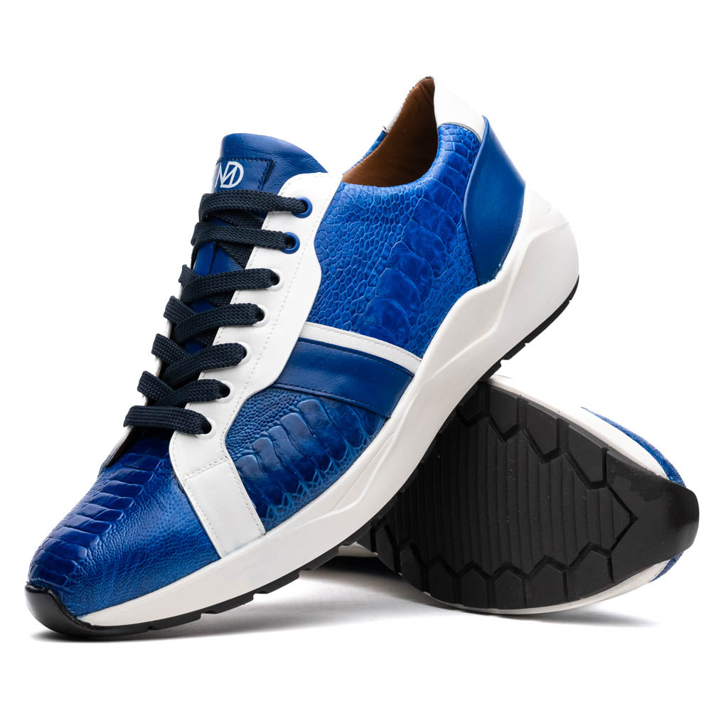Marco Di Milano Lyon Ostrich Leg & Calfskin Sneakers Blue / White