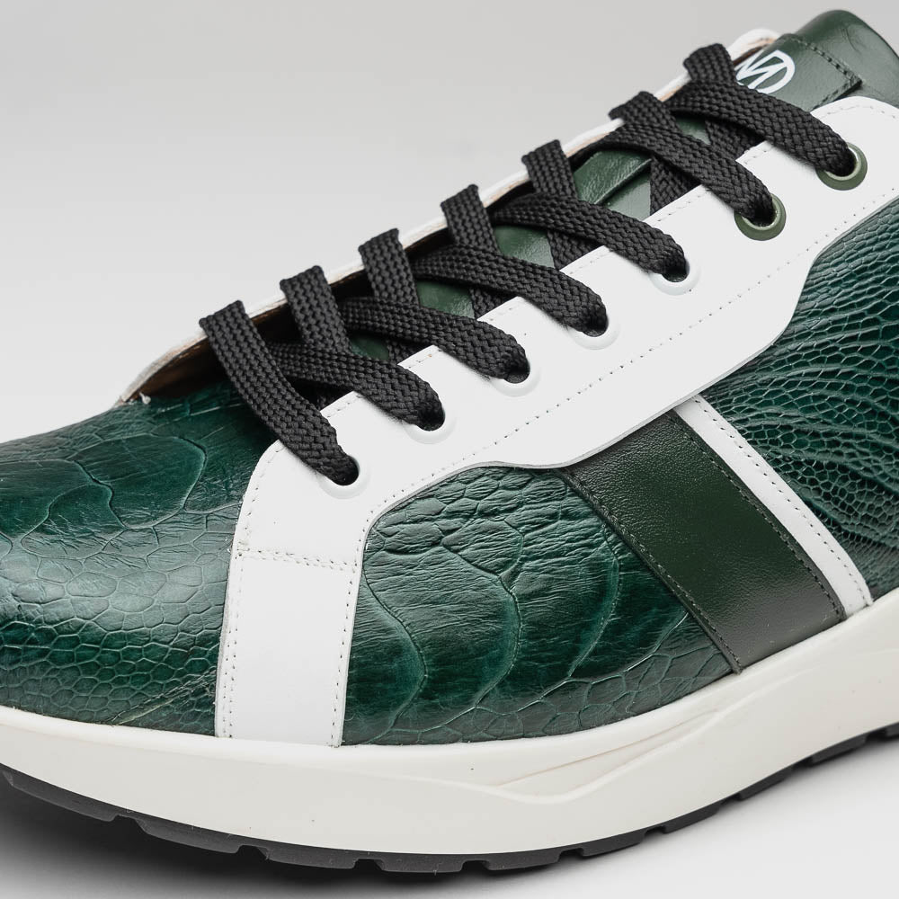 Marco Di Milano Lyon Ostrich Leg & Calfskin Sneakers Green / White