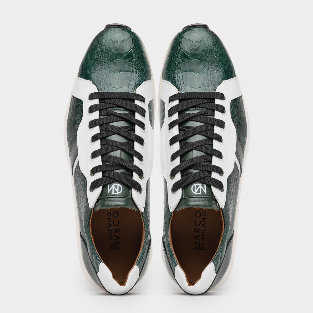 Marco Di Milano Lyon Ostrich Leg & Calfskin Sneakers Green / White