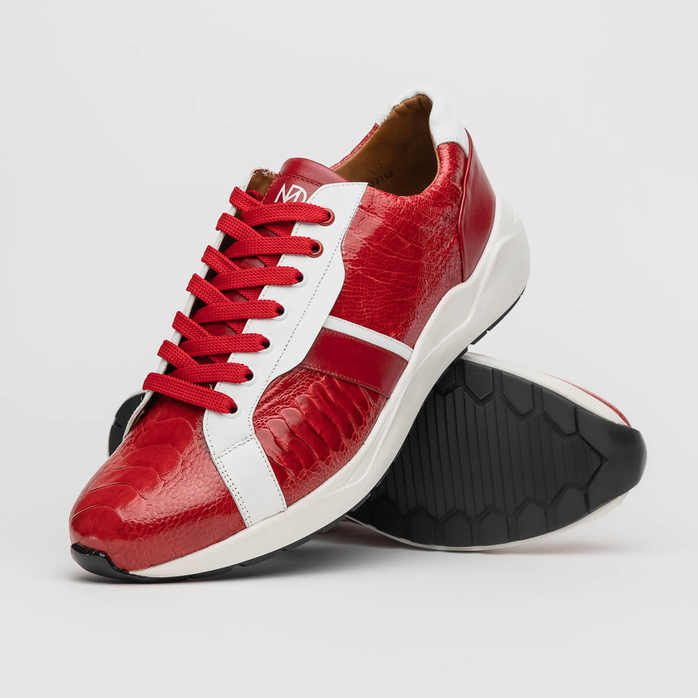 Marco Di Milano Lyon Ostrich Leg & Calfskin Sneakers Red / White