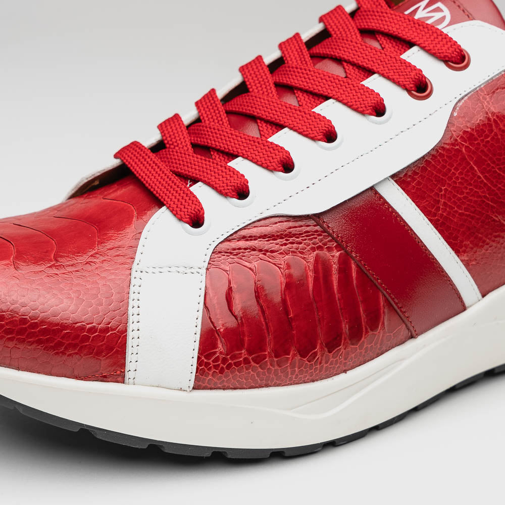Marco Di Milano Lyon Ostrich Leg & Calfskin Sneakers Red / White
