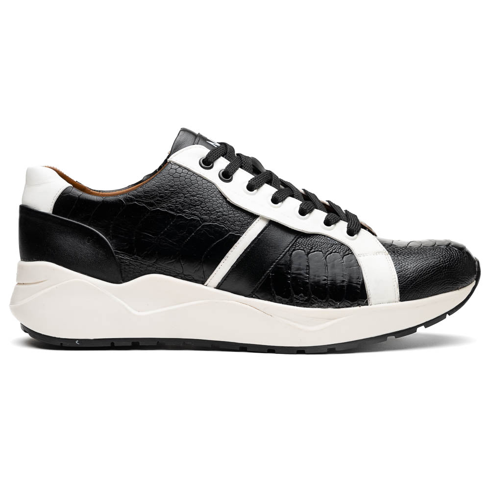Marco Di Milano Lyon Ostrich Leg & Calfskin Sneakers Black / White