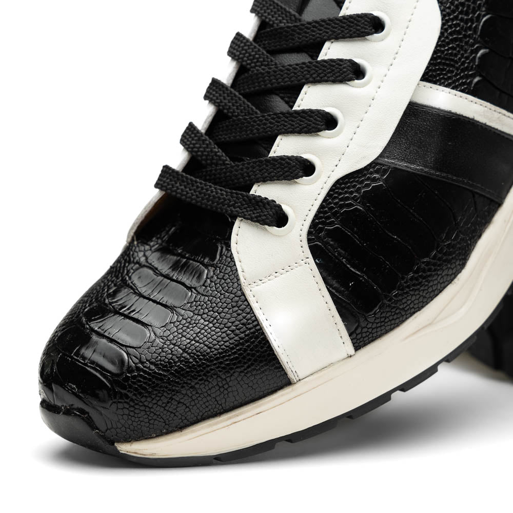 Marco Di Milano Lyon Ostrich Leg & Calfskin Sneakers Black / White