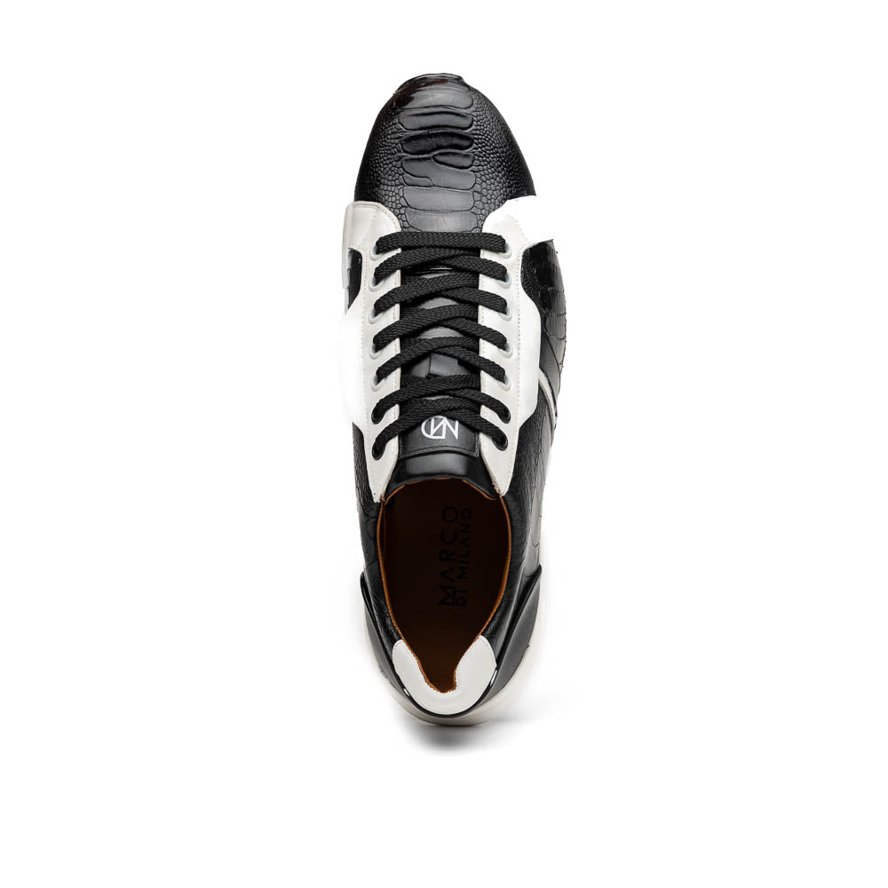 Marco Di Milano Lyon Ostrich Leg & Calfskin Sneakers Black / White
