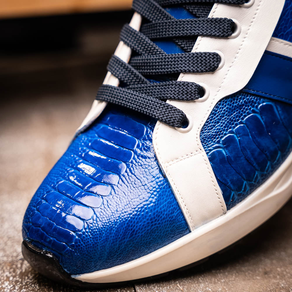 Marco Di Milano Lyon Ostrich Leg & Calfskin Sneakers Blue / White