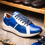 Marco Di Milano Lyon Ostrich Leg & Calfskin Sneakers Blue / White