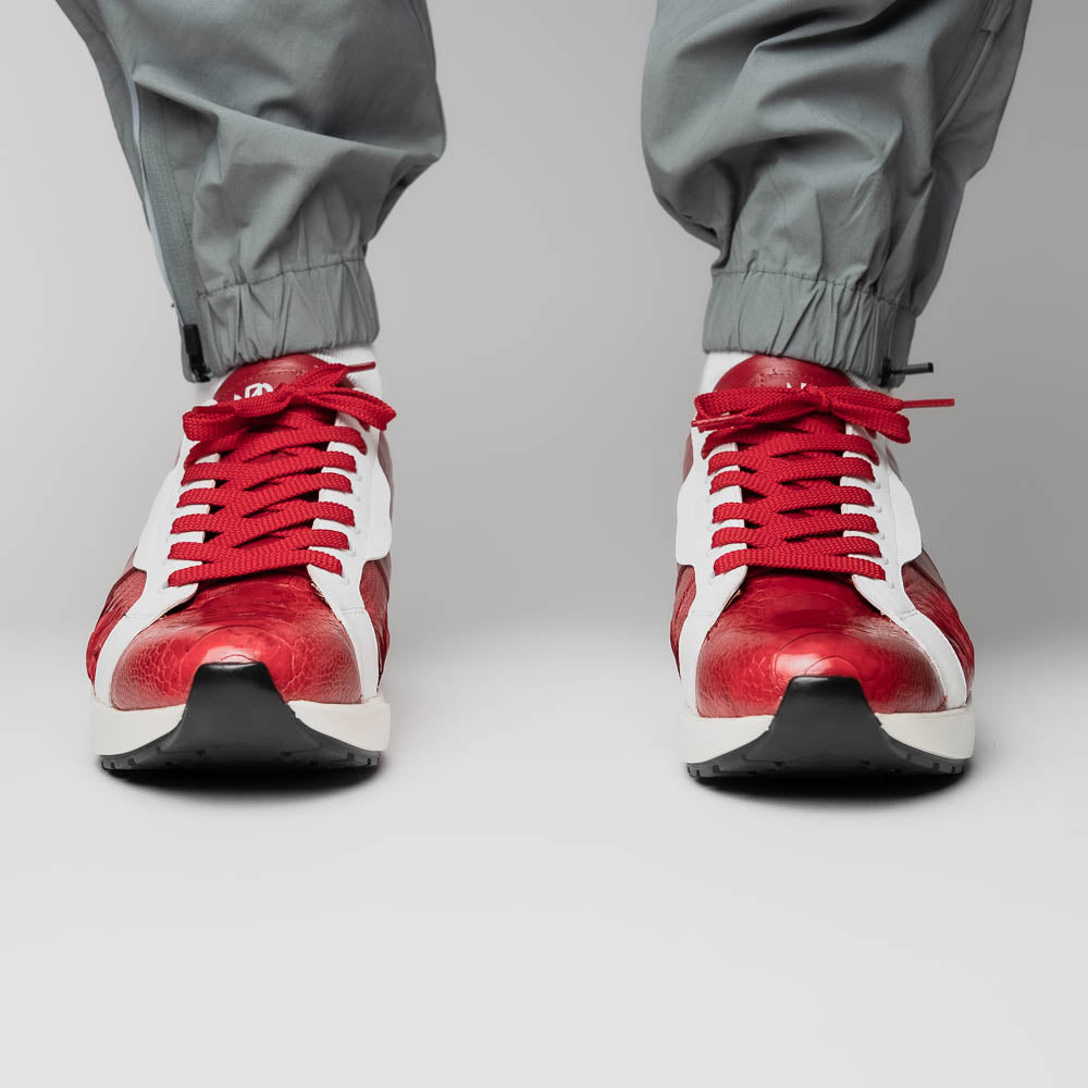 Marco Di Milano Lyon Ostrich Leg & Calfskin Sneakers Red / White