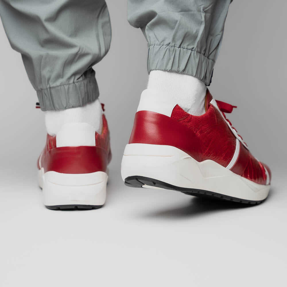 Marco Di Milano Lyon Ostrich Leg & Calfskin Sneakers Red / White