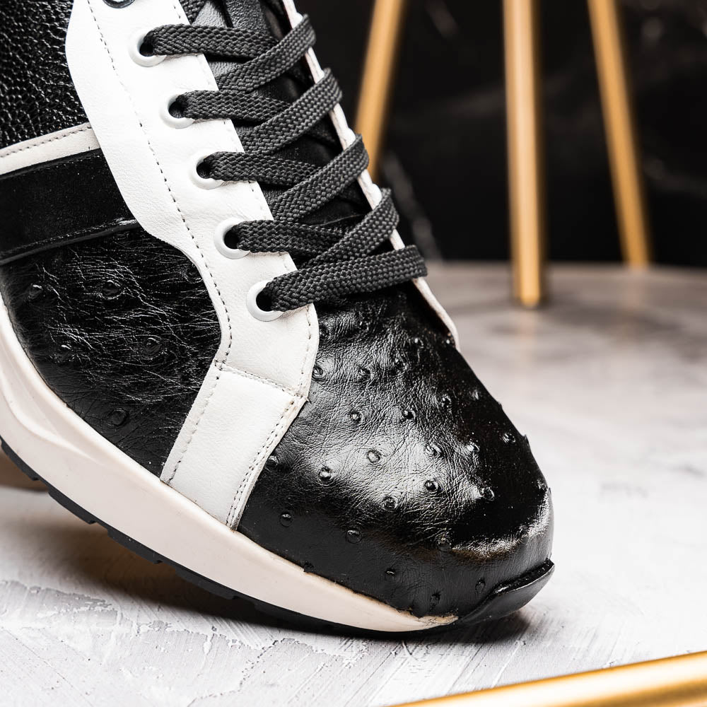 Marco Di Milano Lyon Ostrich Leg & Calfskin Sneakers Black / White