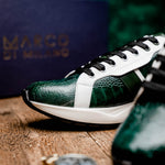 Marco Di Milano Lyon Ostrich Leg & Calfskin Sneakers Green / White