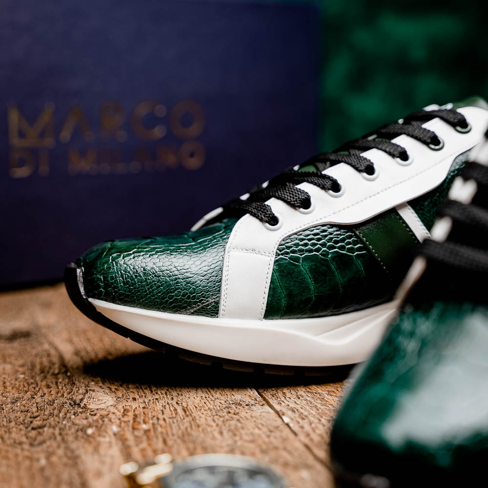 Marco Di Milano Lyon Ostrich Leg & Calfskin Sneakers Green / White