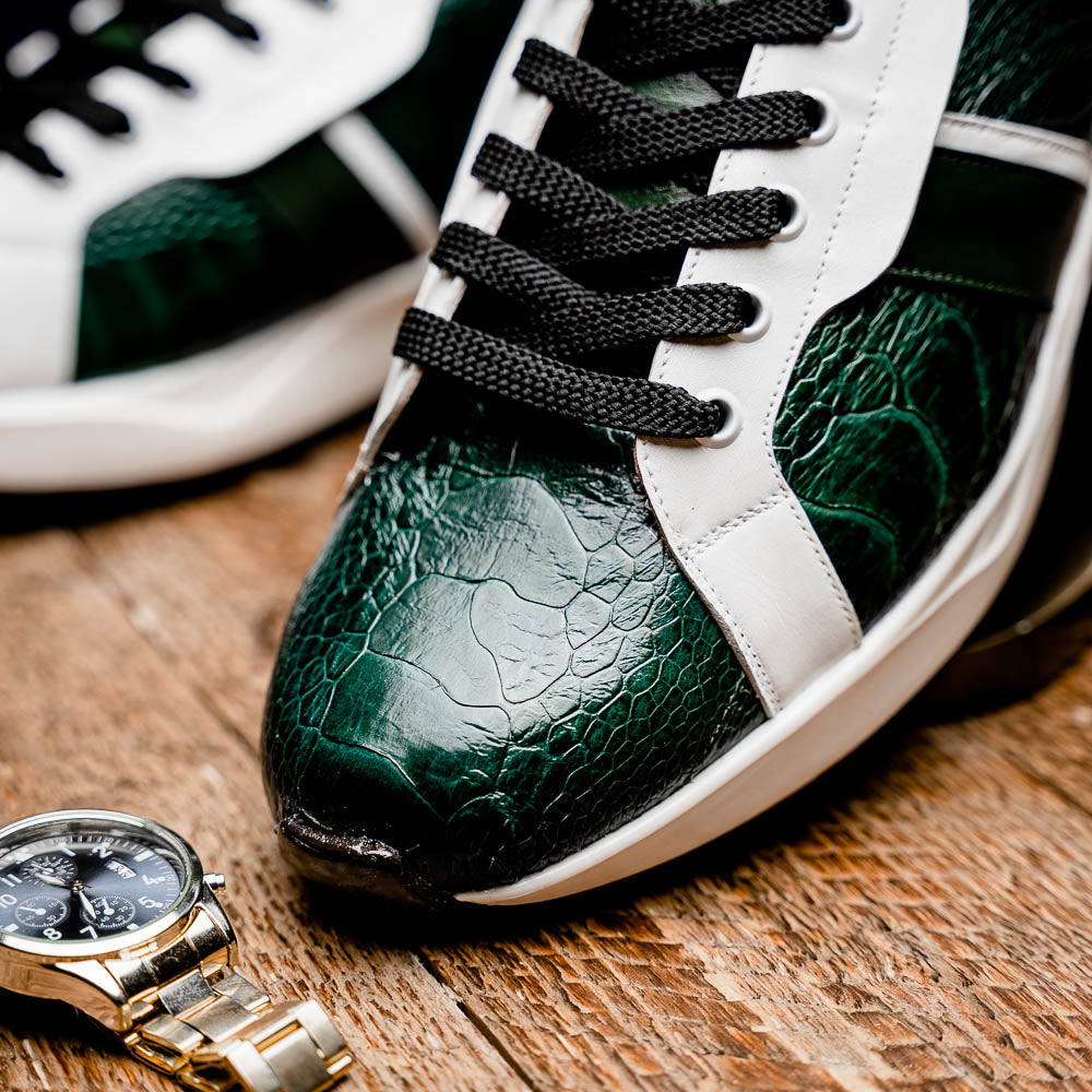 Marco Di Milano Lyon Ostrich Leg & Calfskin Sneakers Green / White