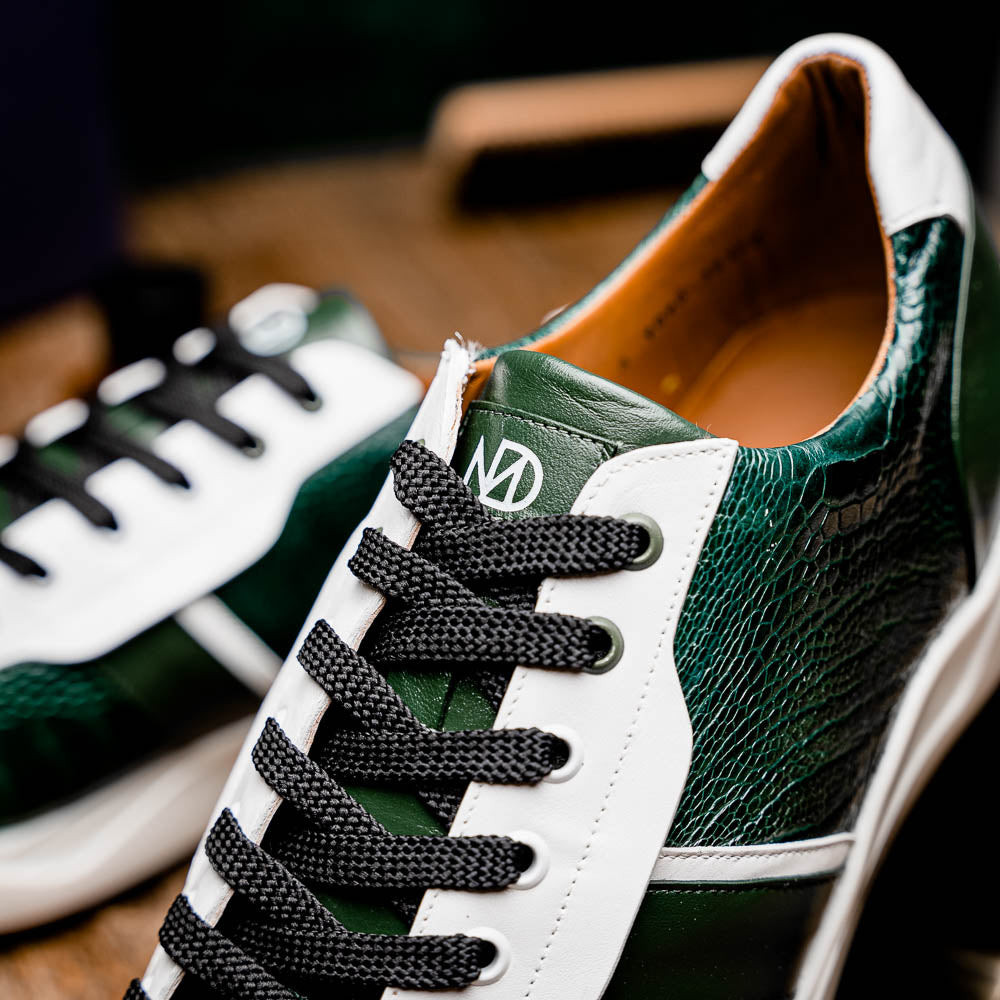 Marco Di Milano Lyon Ostrich Leg & Calfskin Sneakers Green / White