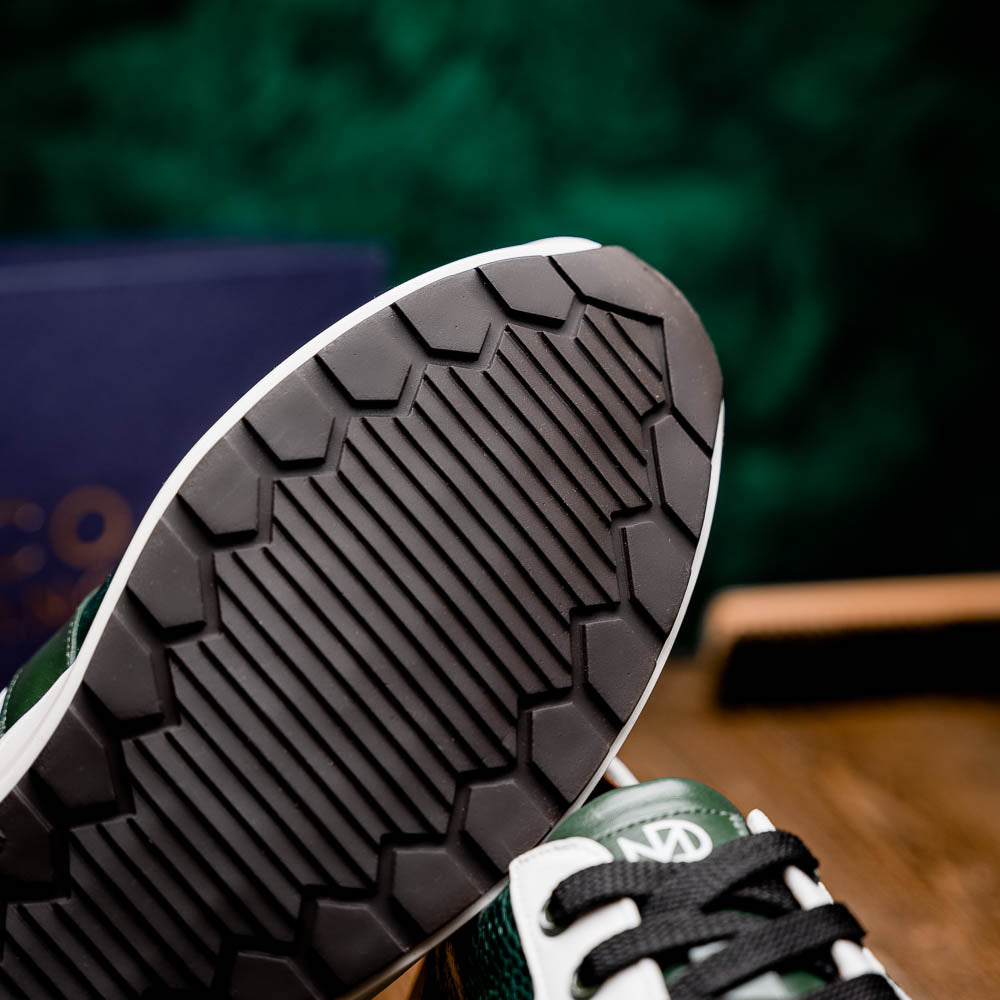 Marco Di Milano Lyon Ostrich Leg & Calfskin Sneakers Green / White