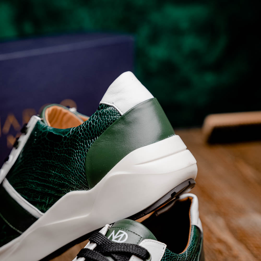 Marco Di Milano Lyon Ostrich Leg & Calfskin Sneakers Green / White