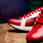 Marco Di Milano Lyon Ostrich Leg & Calfskin Sneakers Red / White