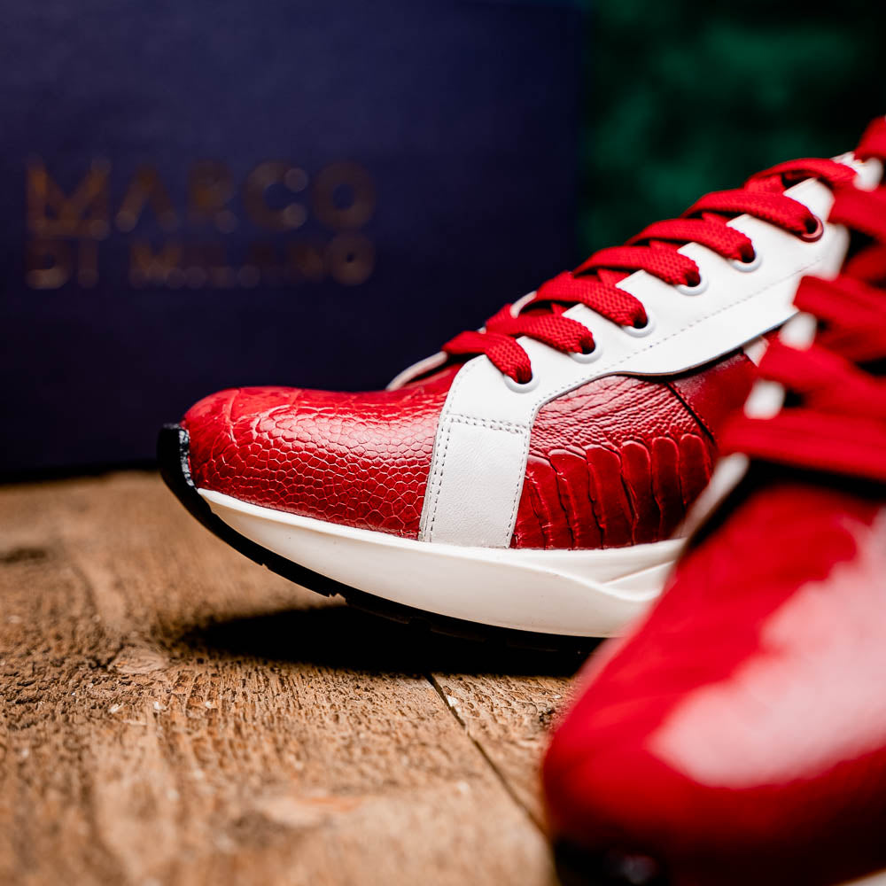 Marco Di Milano Lyon Ostrich Leg & Calfskin Sneakers Red / White