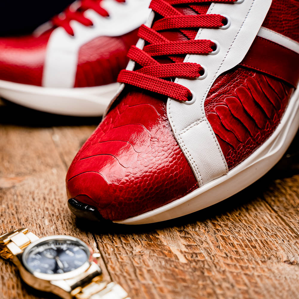 Marco Di Milano Lyon Ostrich Leg & Calfskin Sneakers Red / White