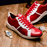 Marco Di Milano Lyon Ostrich Leg & Calfskin Sneakers Red / White